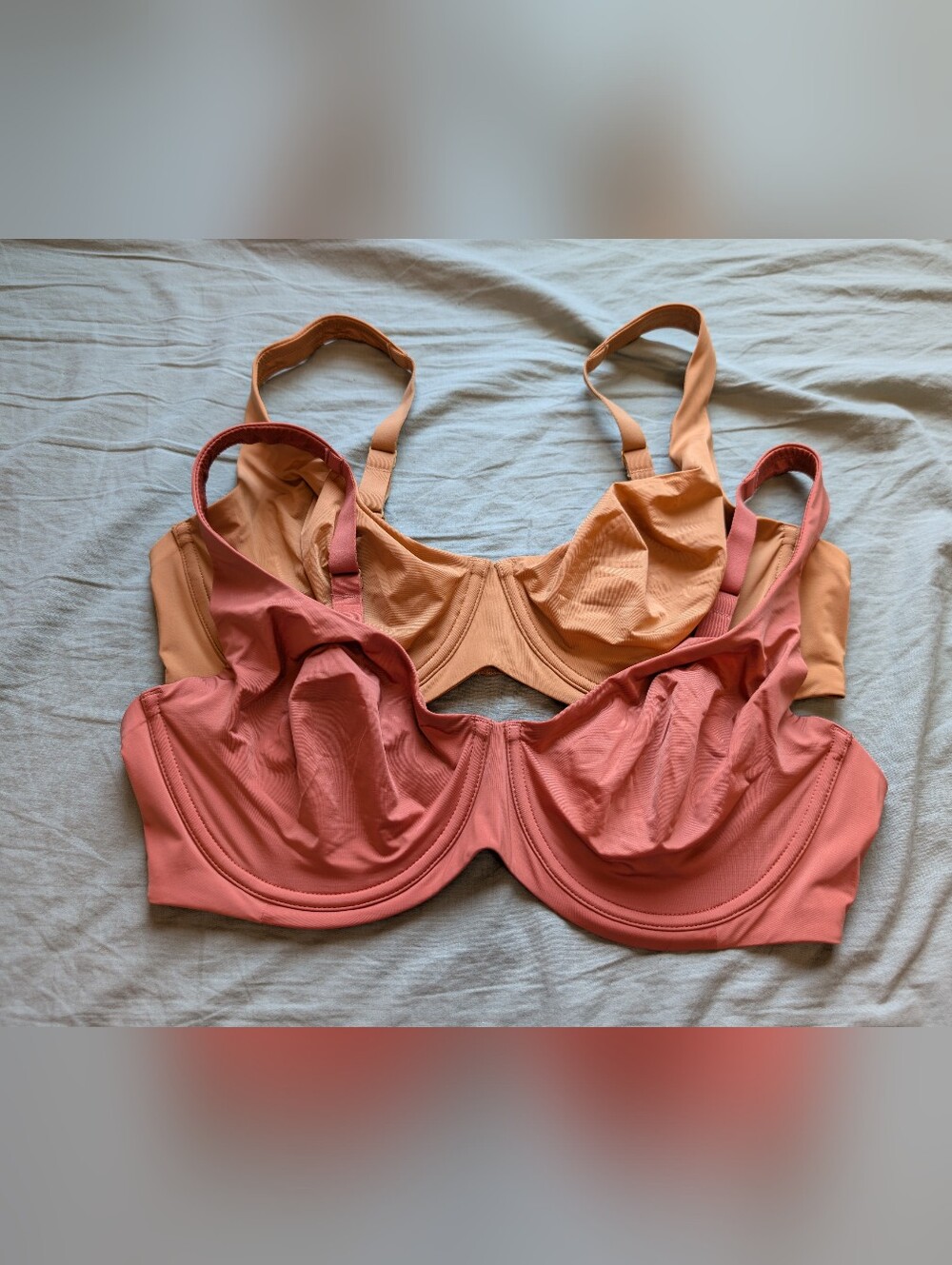 NWOT CUUP Lot of 2 The Scoop Microfiber Unlined Bra 40D Coral/Nude